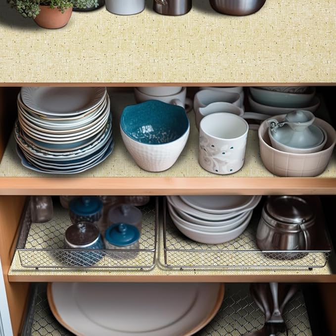 Shelf Liner 20 x 72 Inch 2 Rolls Shelf Liner Non Adhesive, Drawer Liner Non Slip Kitchen Mat Waterproof Oil-Proof for Kitchen Cabinet, Shelves, Refrigerator, Storage, Desks, Easy to Trim