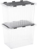 Superio Storage Bins with Lids, Clear Plastic Containers for Organizing, Stackable Totes, BPA Free, Odor Free, Organizer Boxes for Home, and Dorm (2 Pack, 15"x10"x10.25")