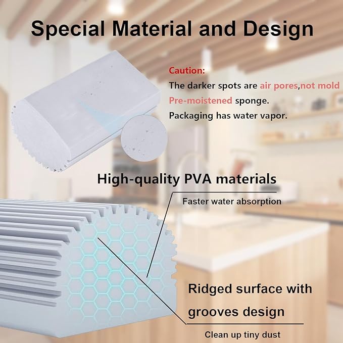 6 Pack Damp Clean Duster Sponge,Dusting Sponge Duster for Housekeeping,Reusable Household Cleaning Sponge for Blinds, Fan Blades,Mirrors,Glass, Baseboards,Window Track Grooves and Car (Grey)