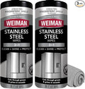 Weiman Stainless Steel Cleaner and Polish Wipes Bundle with Microfiber Cloth-Removes Fingerprints, Water Marks and Grease from Appliances - Works Great on Refrigerators, Ovens, and Grills