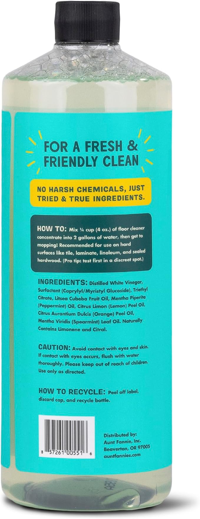 Aunt Fannie's Ultra Concentrated Floor Cleaner Vinegar Wash, Multi-Surface Solution For Mopping, Makes 16 Gallons, Bright Lemon Scent, 32 oz. (Pack of 3)