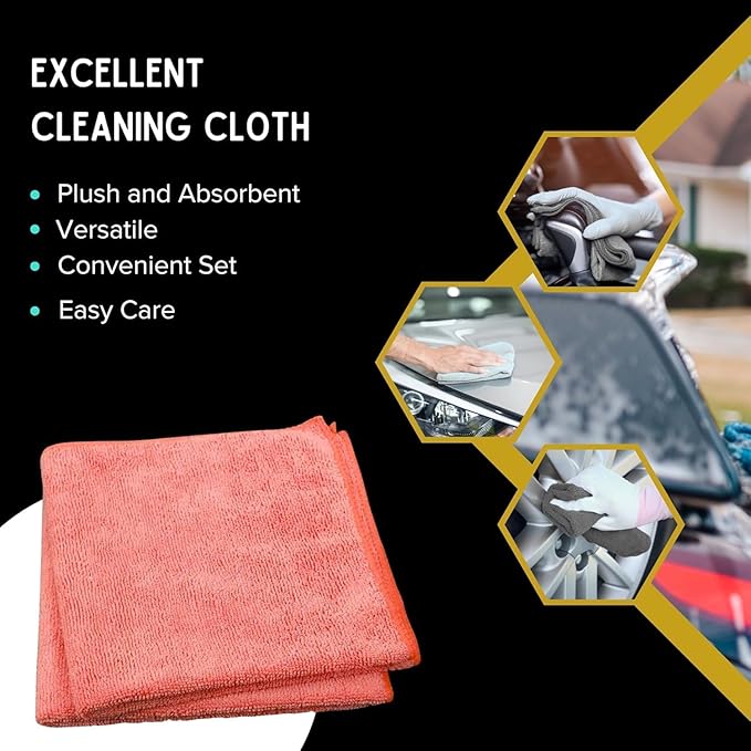 Single Microfiber Cleaning Cloth 40x40 cm - Ultra Absorbent Microfiber Cloth for Home, Kitchen Car Bathroom Rags Polish Cleaning 250 GSM (Red)