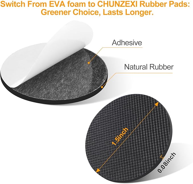 CHUNZEXI Non Slip Furniture Pads - 32 Premium Furniture Grippers Self Adhesive Rubber Furniture Feet, Anti Slide Furniture Hardwood Floor Protector for Keep Couch Stoppers (1.5 inch Round)