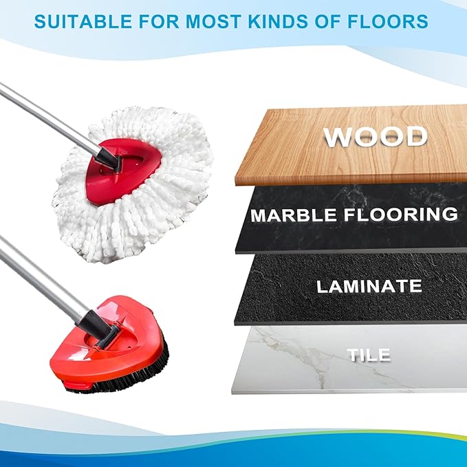 8-Pack Reusable Mop Head Replacement for O Cedar Easywring 1-Tank System, Microfiber Spin Mop Refills Compatible with Vileda 2-in-1 Turbo Triangle