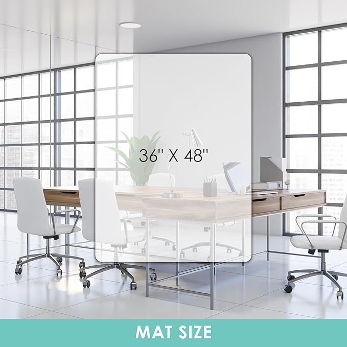 Vicwe Office Chair Mat for Hard Floor, 48"x36" Anti-Slip PVC Computer Chair Mat, Easy Glide for Chairs, Multi-Purpose Floor Protector Desk Chair Mat for Home Office