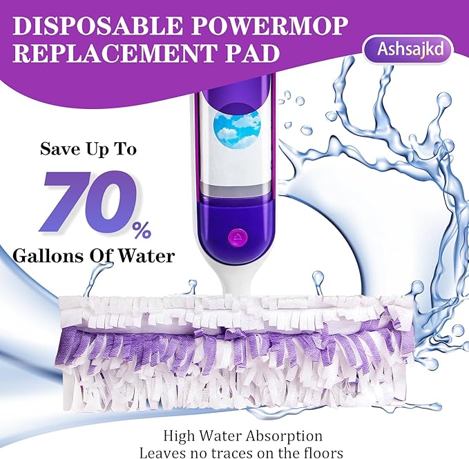 30 Pack Disposable Power Mop Refills Compatible for Swiffer Power Mop(13-15in), Multi-Surface Spray Clean PowerMop Replacement Pads for Hardwood Floor Cleaning