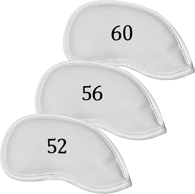Premium Magnetic Leather Iron and Wedge Golf Club Head Covers | Set of 10 | Fits Most Clubs | Embroidered Club Label on Both Sides of Club Head Cover