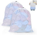 OTraki 16 x20 Inch Small Laundry Bags 2PCS Fine Mesh Washing Bag Drawstring Dirty Clothes Machine Washable Delicates Bra Lingerie Socks Toy Garment Bag for Home Travel Dorm White