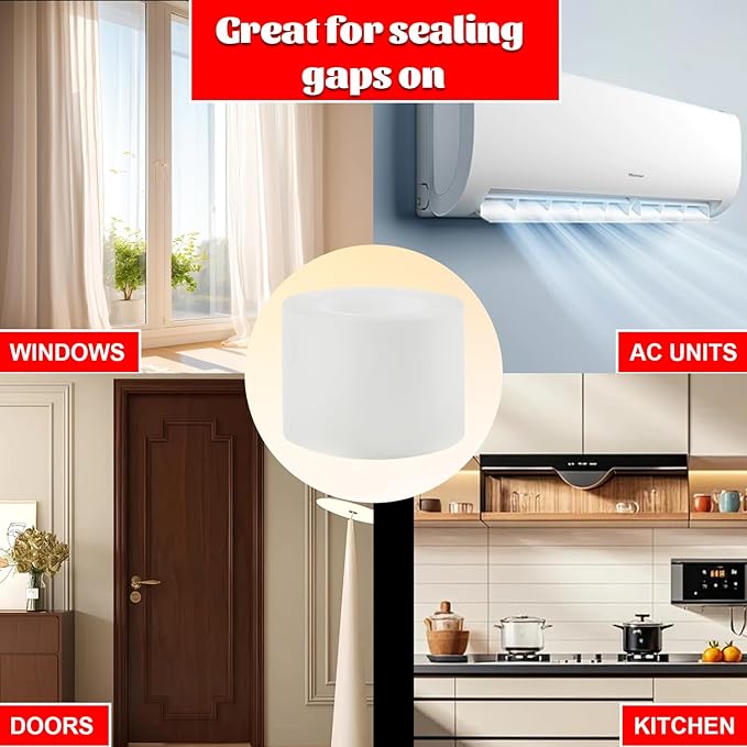 Transparent Window Weather Sealing Tape 2 Inch x 16.5 FT Weather Stripping Residue-Free Clear Window Insulation Caulk for Shower Glass Gaps and Clear Tape Doors Windows Windproof
