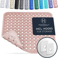 Homerella Anti Slip Shower Mat | Anti Mold Non Slip Bathtub Mat for Inside Shower | Square Floor Shower Mat 21 x 21 inch with Suction Cups for Grip & Hooks Hanging and Quick Drying | Machine Washable