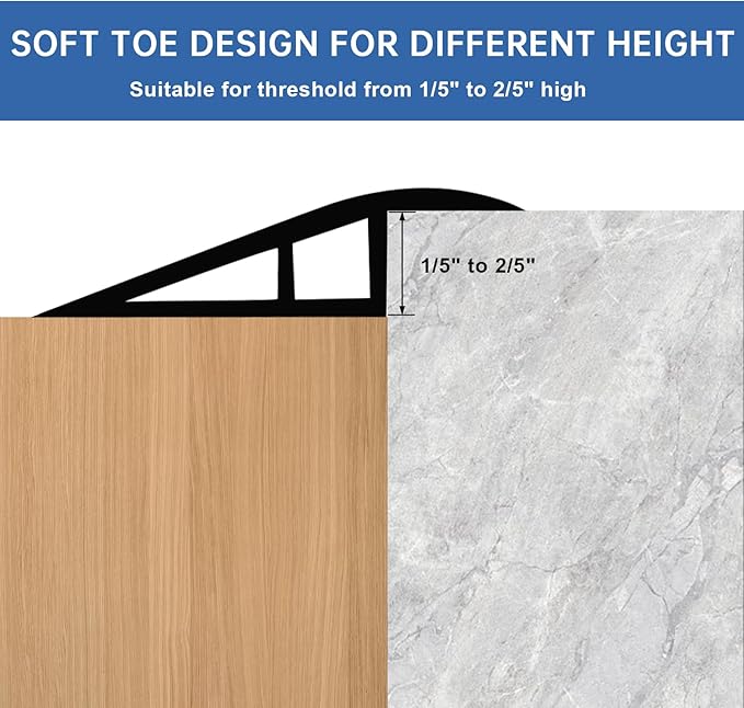 Vinyl Door Threshold Flooring Transition Strip Self Adhesive Carpet Edging Strip for Laminate Doorway Edge Threshold from 1/5" to 2/5" (Light Gray Wood Grain, 3.3 Ft)