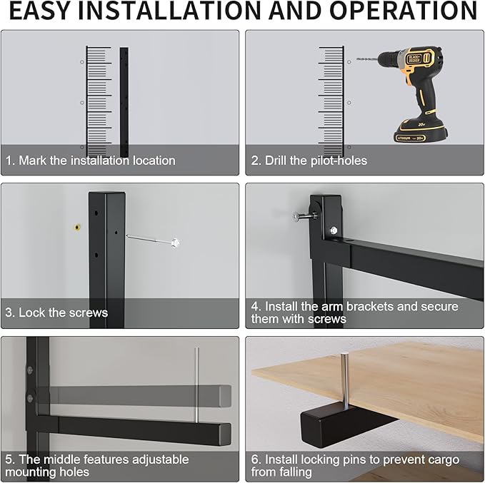Lumber Storage Rack, Upgrade Cantilever Folding Lumber Rack Wall Mount, Metal 8 Level 32 Inch Plywood Scrap Wood Storage Rack