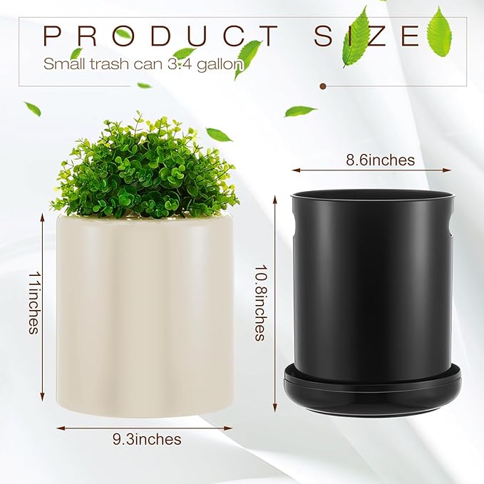 Dog Poop Trash Can Outside 13 L/ 3. 4 Gal Dog Waste Trash Can with Lid, Plant-Styled, Double-Layer Design, Outdoor Garbage Container for Front Porch Backyard Office Patio(White)