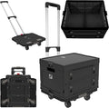 Wellmax WM99800BK Rolling Crate Cart with Wheels, Foldable Utility Cart for Teachers, Shopping, Office | Silent Wheels, Aluminum Handle, 132 lbs Capacity – Black