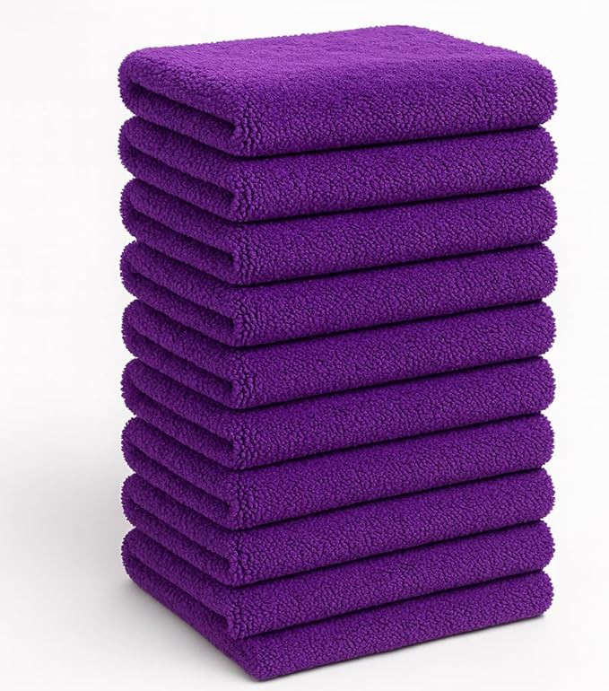 10 Pack Pak Details Edgeless Microfiber Towels for Cars | 16x16 Ultra-Soft, Scratch-Free & Lint-Free Car Detailing Microfiber Cloths for Buffing & Coating | Seamless Finish Auto Cleaning Cloths