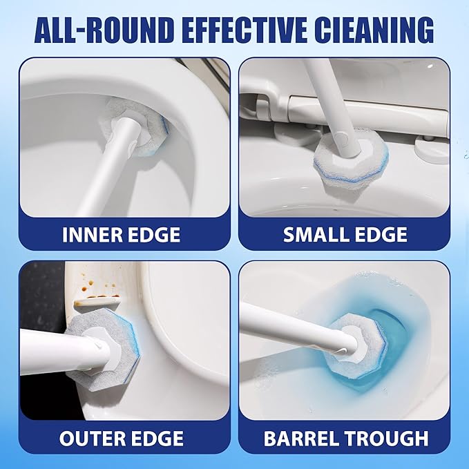 100 Count Disposable Toilet Bowl Wand Refills Prefilled with 2X Cleaning Solution, Compatible with Most Toilet Brush Handles, Not Fall Apart, Fresh Scent,
