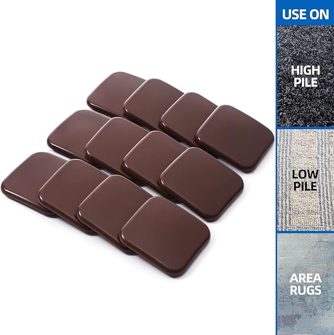 Square Furniture Sliders for Carpet, 24pcs 3 inch Heavy Duty Furniture Moving Pads, Reusable Furniture Movers Sliders - Protect The Carpet Surface, Move Heavy Furniture Easy and Quickly!