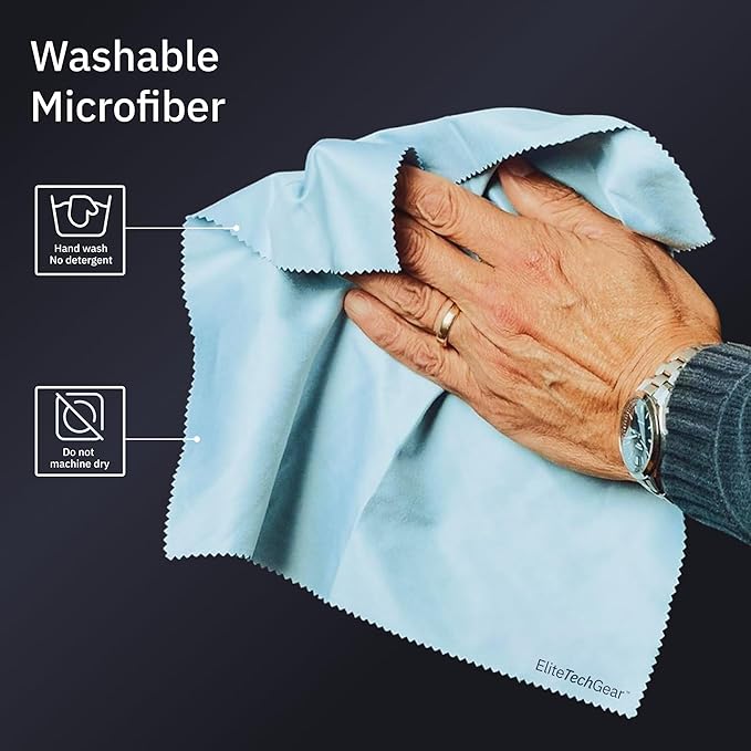 Elite Screens Microfiber Cleaning Cloth Set - 13-Pack, Blue, 6 x 7 in & 12 x 12 in - Smudge-Free Eyeglass Cleaner - Scratch-Free Screen Cleaner - Soft Lens Cleaning Cloth
