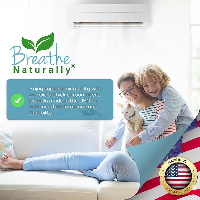 Breathe Naturally Universal Cut To Fit Carbon Activated Air Filter - Replacement Charcoal Filters - Pre Filter Carbon Sheet for Air Purifier, Vent Filters & More - Made in USA (Pack of 1, 6x48)