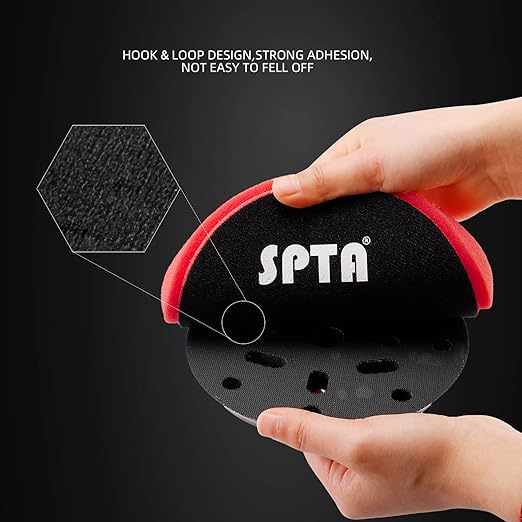 Red Finish Polishing Pads, Buffing Pads, SPTA 1Pc 6.5 Inch Face for 6 Inch 150mm Backing Plate Compound Buffing Sponge Pads for Car Buffer Polisher Compounding, Polishing and Waxing -FPTSS6R