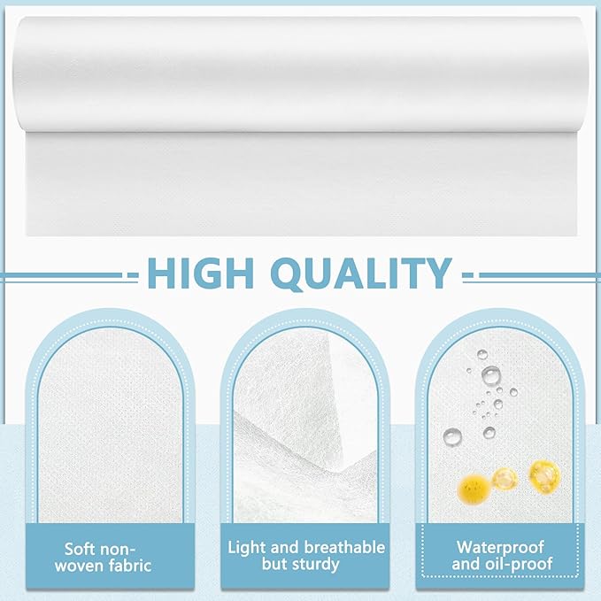 Tudomro 2 Roll Disposable Non Woven Bed Sheets 24 x 71 Inch Massage Table Paper Covers Non Woven Fabric Massage Sheets Waterproof Spa Breathable Bed Cover for Beauty Salon, Hotels(White)
