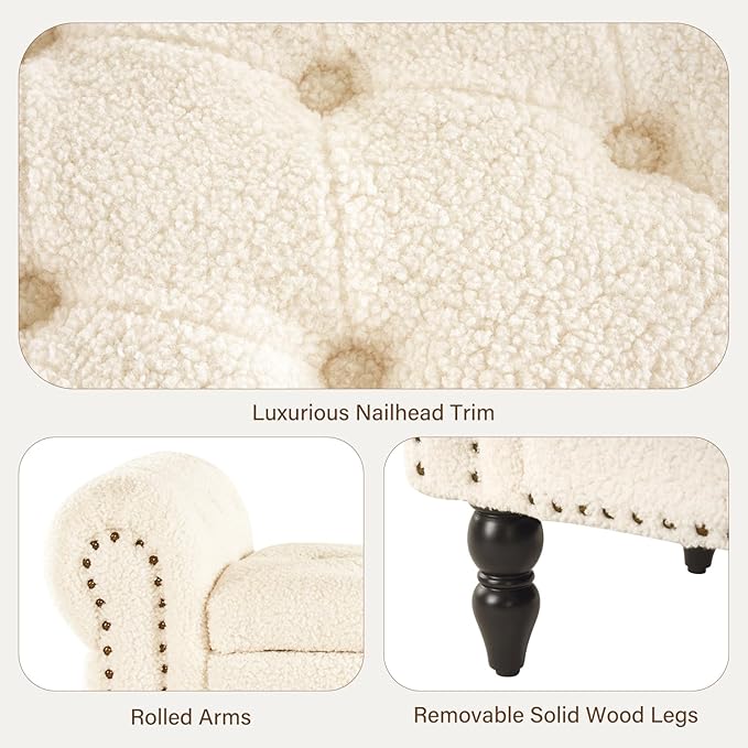 Furnimart Storage Ottoman Bench for Queen Size Bed, Faux Fur Upholstered Storage Bench Accent Bench with Rolled Arms for Bedroom,Living Room, Entryway, 2.5Cubic Feet