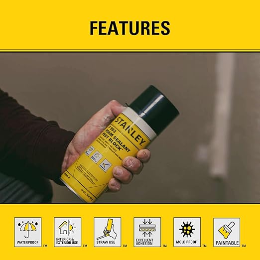 Stanley F993 Expanding Foam Sealant Spray – (12x12oz) Gaps & Cracks Filler, PestBlocker for Indoor/Outdoor Use – Paintable, Waterproof, Polyurethane Insulation Foam with Straw Applicator | 12 Pack