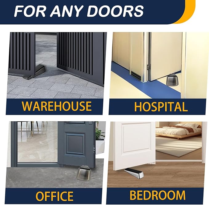 Strongest Door Stopper for Bottom of Door, Heavy Duty Door Stop Wedge Made of Premium Quality Zinc and Rubber Suits Any Heavy Door Any Smooth Floor