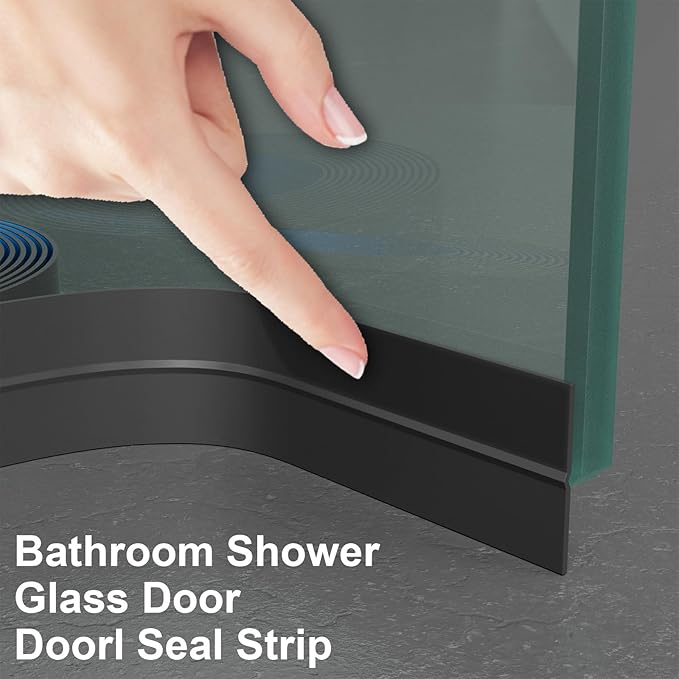 Weather Stripping Door Seal, Silicone Strip for Frame and Gaps Draft Stopper,Glass Shower Door Sweep, Black, 20 Feet x 3 Inch