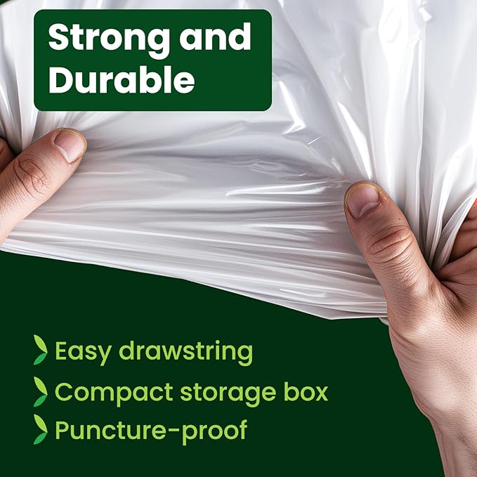 Large Trash Bag 13 Gallon Tall Drawstring 100% Post-Consumer Recycled Garbage Bag Waste Bag for Kitchen Office (120 Count, 0.7 Mil)