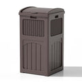 Patiowell 36 Gallon Outdoor Trash Can, Resin Outdoor Garbage Can with Lid for Patio, Backyard, Deck, Dark Brown