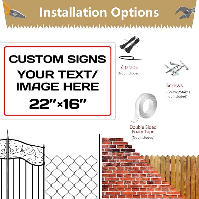Personalized Aluminum Weatherproof Metal Signs - Multiple Sizes, Custom Text & Picture, Hazard, Garden, Custom Door Signs