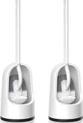 Toilet Brush, 2 Pack Toilet Brush and Holder Set with Durable Curved BristlesToilet Scrubber, Toilet Bowl Brush with Extra Long Handle,Toilet Cleaner with Caddy for Bathroom Deep Cleaning (2, White)