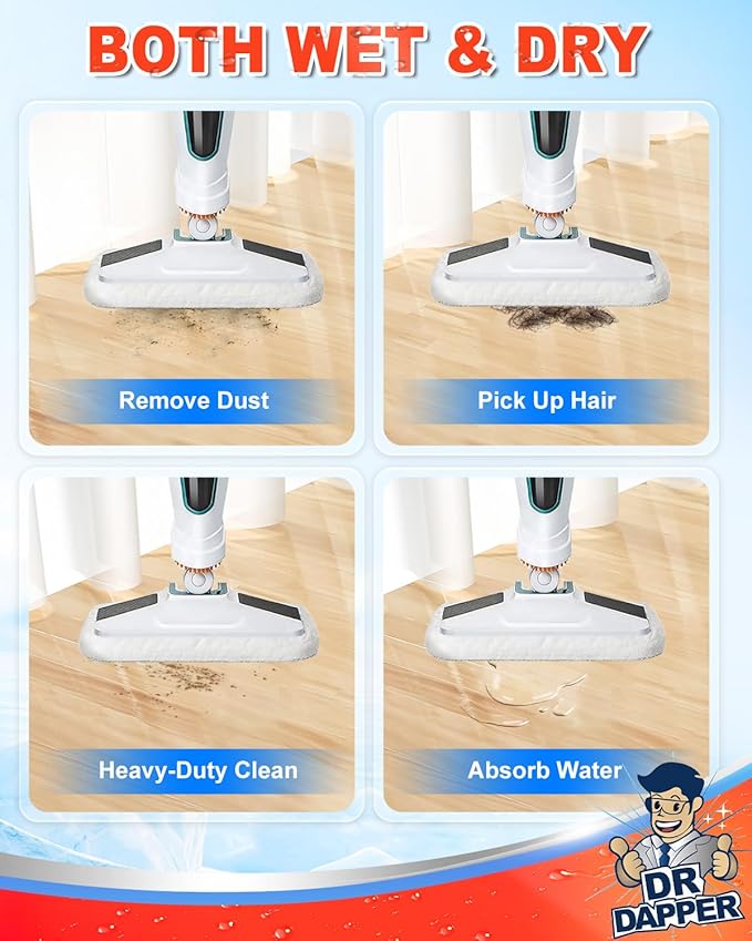DR DAPPER 2 Pack SMP01 Steam Mop Replacement Pads Compatible with Kenmore SM2060 S200 Series – Washable Mop Pads & Steam Mops Pad for Hardwood Floors