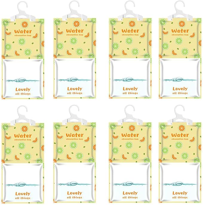 AOPANDA Moisture Absorbers Packets, 8 Pack - Eliminates Musty Odors for Fresher, Cleaner Air, Humidity Packs, Dessicant Packets, Hanging Closet Dehumidifier Bags（orange）