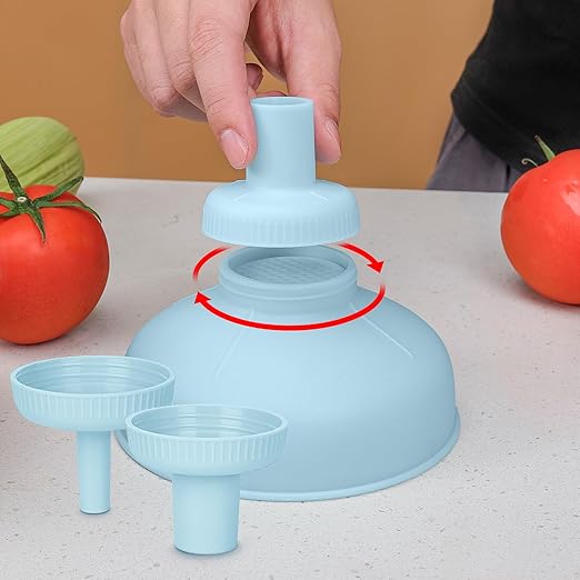 Wide Mouth Kitchen Funnel, Food Grade Plastic Cooking Canning Funnel with 4 Sizes Spouts for Filling Wide and Regular Mason Jars, Spray Dropper Oil Bottle Jug Spices Shampoo Sauce
