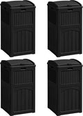 Greesum 33 Gallon Outdoor Trash Can with Lid, Waterproof Resin Garbage Bin for Hideaway, Deck, Patio, 4 Pack, Black