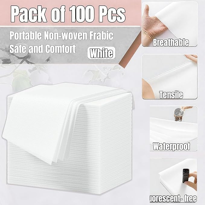 Disposable Bed Sheets 100 Pcs Massage Table Covers 31"x71" Non Woven Fabric Sheets for SPA Waxing Tattoo Beauty Salon Facial Esthetician Table Protector (White)