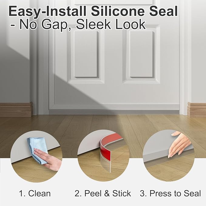Heavy-Duty 36 ft x 3 in Weather Stripping, Extra Thick 2mm Door Draft Stopper Silicone Seal Strip for House and Glass Shower Doors for Collision and Side Gaps of Door and Windows, Clear