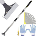 Floor Scraper Telescopic, 38 to 52in 4Inch Razor Blade Floor Scrapers Long Handle Heavy Duty Extension Pole Metal Paint Scraper with 10PCS Extra Metal Blades Paint Scraper (Gray, 4Feet)