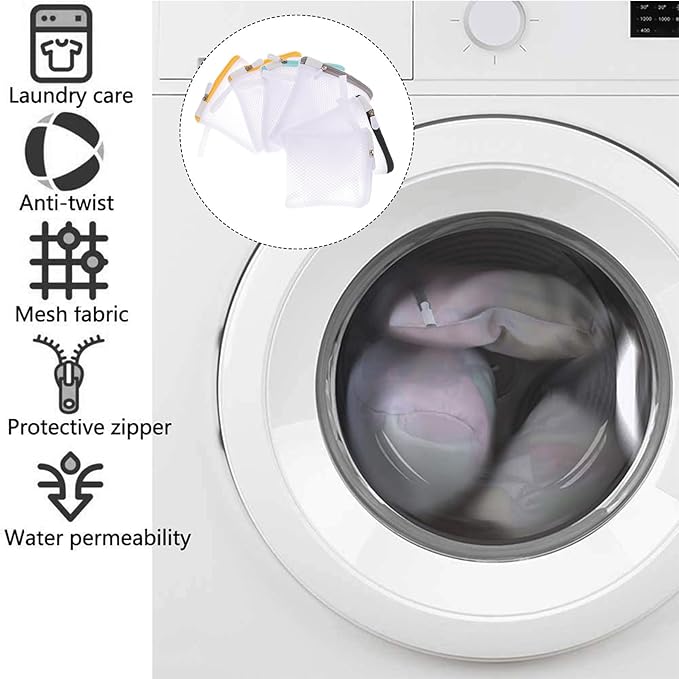 6pcs Laundry Bag Mesh Wash Bag Mini Washing Machine Underwear Washing Bag Wash Bags Protecting Foldable Laundry Pouch Travel Sandwich Mesh Laundry Bag Bra