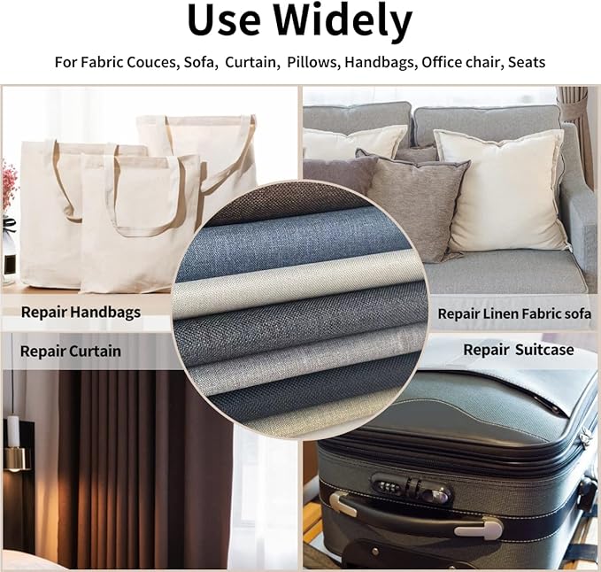 Fabric Repair Patches, 17X158 Inch Linen Repair Tape Self-Adhesive Fabric Patches Durable, DIY Large Linen Tape for Sofa, Couches, Furniture, Chair, Clothing （17X158 Inch, Dark Blue）
