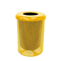 COATEDOUTDOORFURNITURE RFT-P-YEL Heavy Duty Round Trash Receptacle with Flat Top, Liner Included, 32 Gallon, Yellow, Made in America