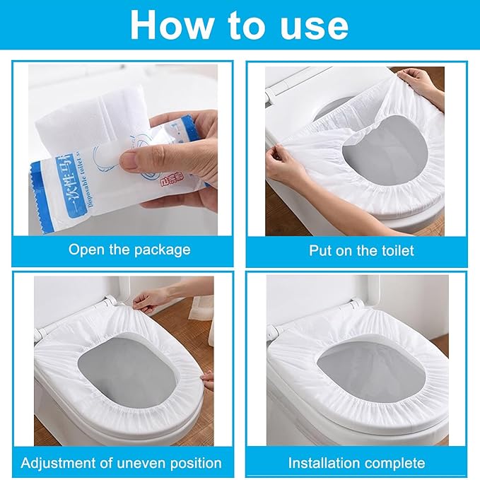 100 Pack Disposable Toilet Seat Cover Waterproof Non-Woven Fabric, Disposable Toilet Seat Covers for Travel, Disposable Seat Covers for Outing Hotel Hospital Public Toilet (Individual Package