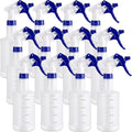 Eccliy 12 Pcs 16 Oz Plastic Spray Bottle, Adjustable Empty Reusable Sprayer for Cleaning, Planting, Water, Bathroom and Kitchen, BBQ, Commercial and Residential(Blue & White,Measurement)