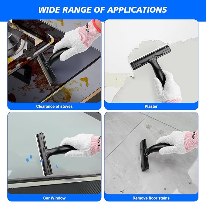 EHDIS Adjustable Razor Blade Scraper, 15''-58'' Long Handle 6" Blade Scraper Tool with 20 Double-Edge Blades for Cleaning Paint, Caulk, Adhesive,Painting Stripping Tools, Tile, Floors, Walls