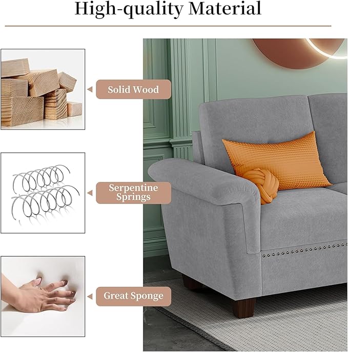 JAMFLY 108" Modular Sectional Sofa with Storage, L Shaped Sofa Couch with Reversible Ottoman, 4-Seat Convertible Sectional Couches with Cup Holders for Living Room, Apartment, Light Grey