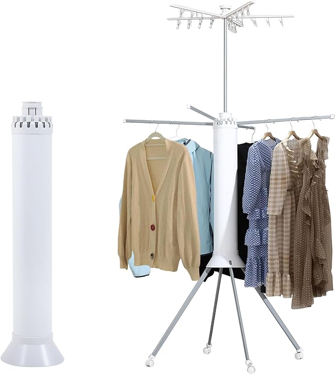 GCCSJ 4-Legged 2 Tier Folding Portable Octopus Style Clothes Drying Rack with Wheels,Laundry Drying Rack Collapsible for Indoor Outdoor Use