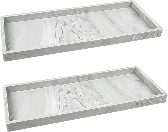 Countertop and Vanity Tray - 2 PC Large 11.7" Silicone Bathroom Trays, Counter Organizer, Dish Soap Sponge Holder Kitchen Sink Tray Organizer, Sink Caddy Toothbrush Key Kitchen Soap Trays