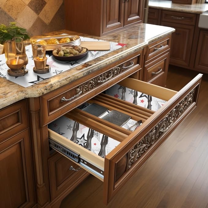 Shelf Liner 18" W x 384" L Long Non Adhesive Kitchen Drawer Liner, Waterproof Shelf Liner Durable Anti-Slip for Kitchen Cabinets